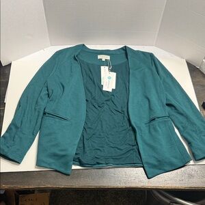 Women’s Skies Are Blue Amande Collarless Blazer – Teal Green – Medium – NWT